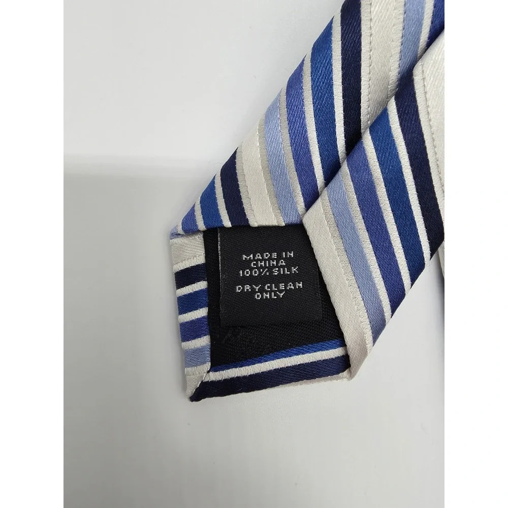 Express Men's Silk Blue White Striped Necktie 60
